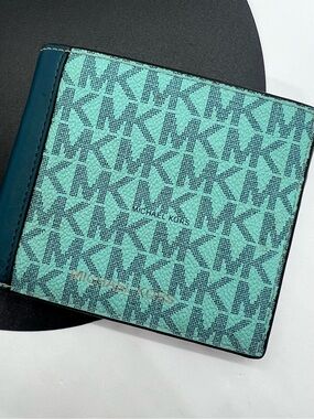Michael Kors Men’s MK Logo Wallet in Teal and Dark Teal
